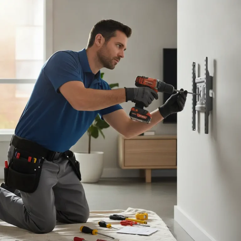 Formex handyman installing a wooden shelf with precision in a Metro Vancouver home